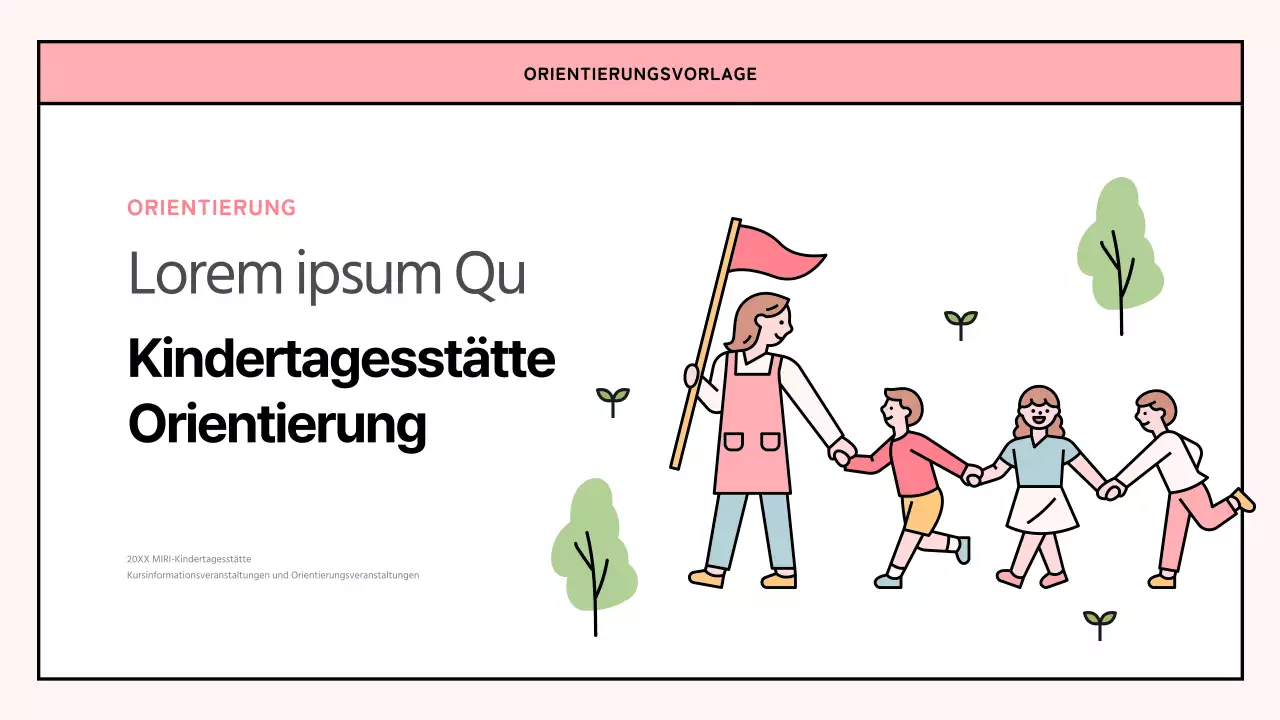 Ein einfaches rosa und lindgrünes Orientierungsschreiben für Kindertagesstätten