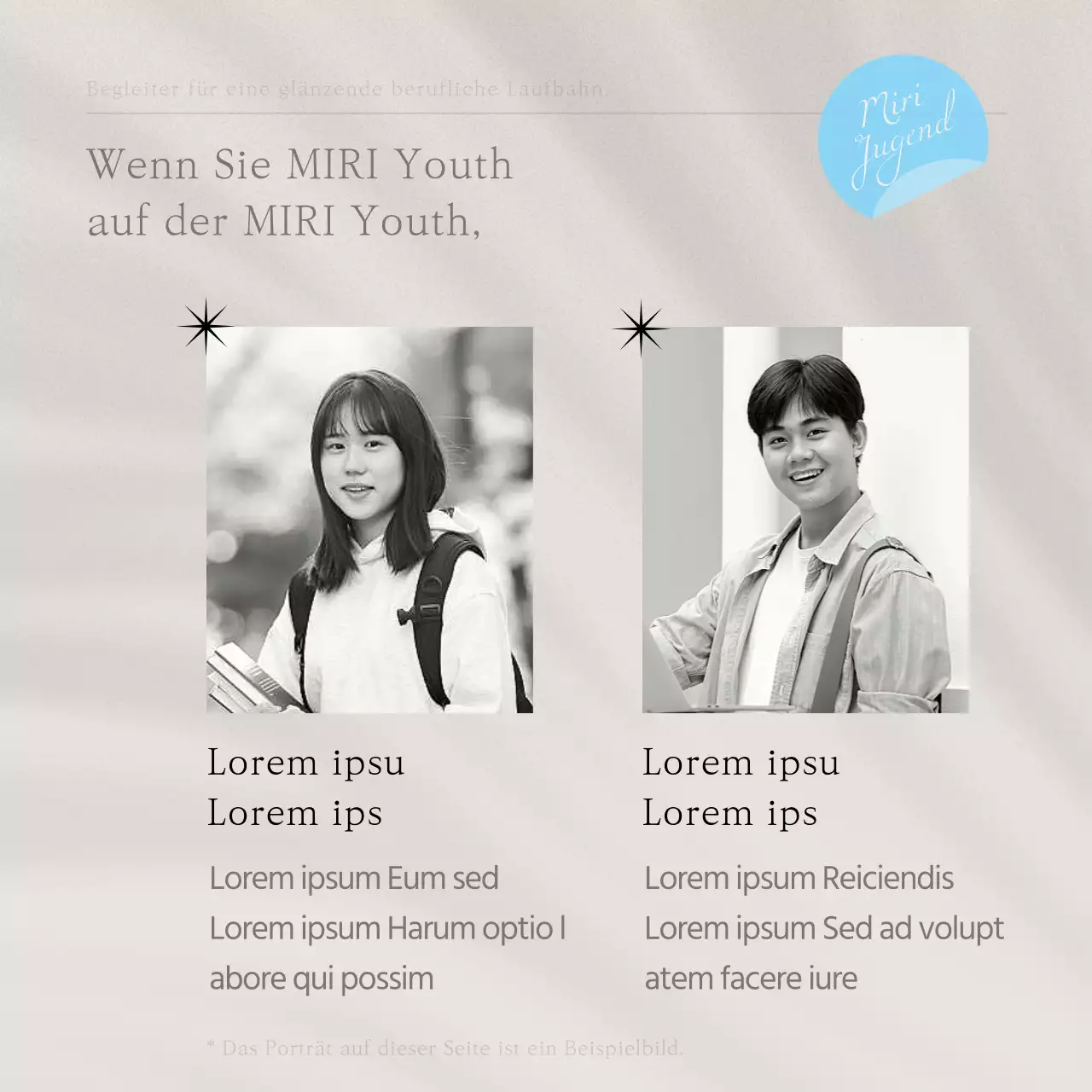 Förderung der modernen Gemeinschaftswerbung in Hellblau und Grau