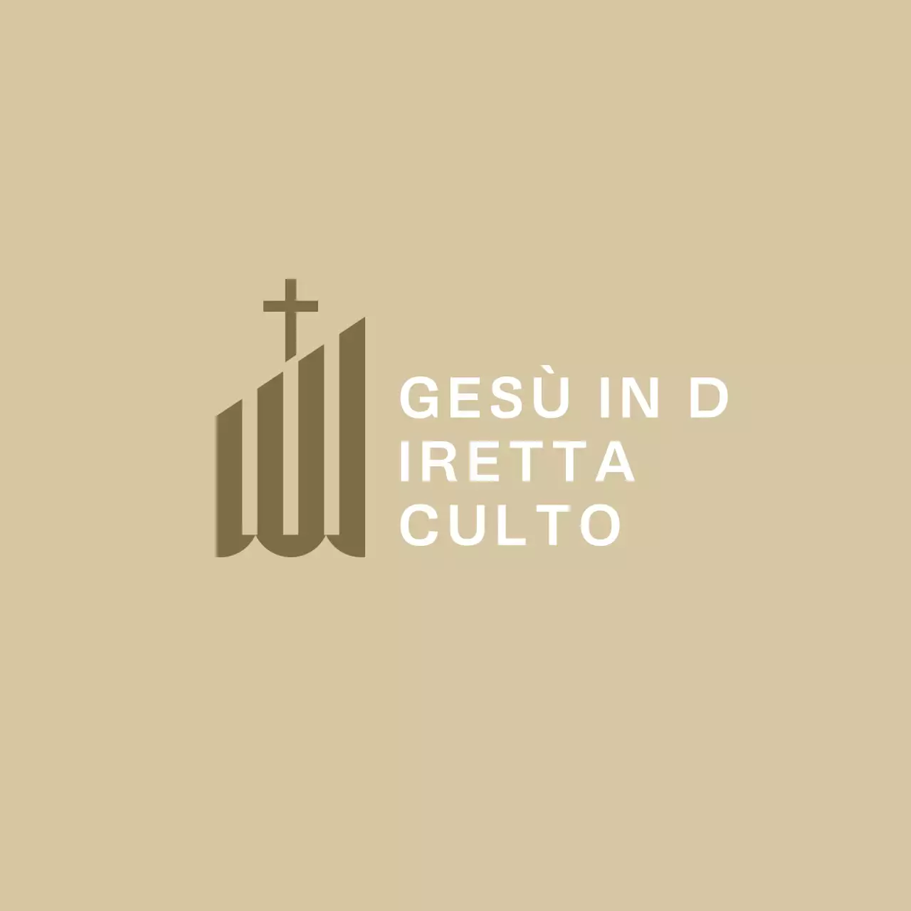 Logo tipografico religioso con semplice illustrazione di un edificio