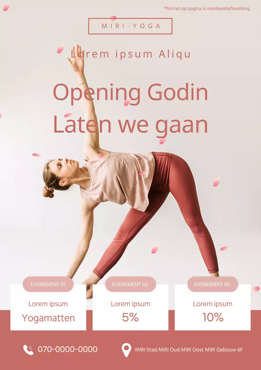 Een eenvoudige yoga-advertentie in roze en beige