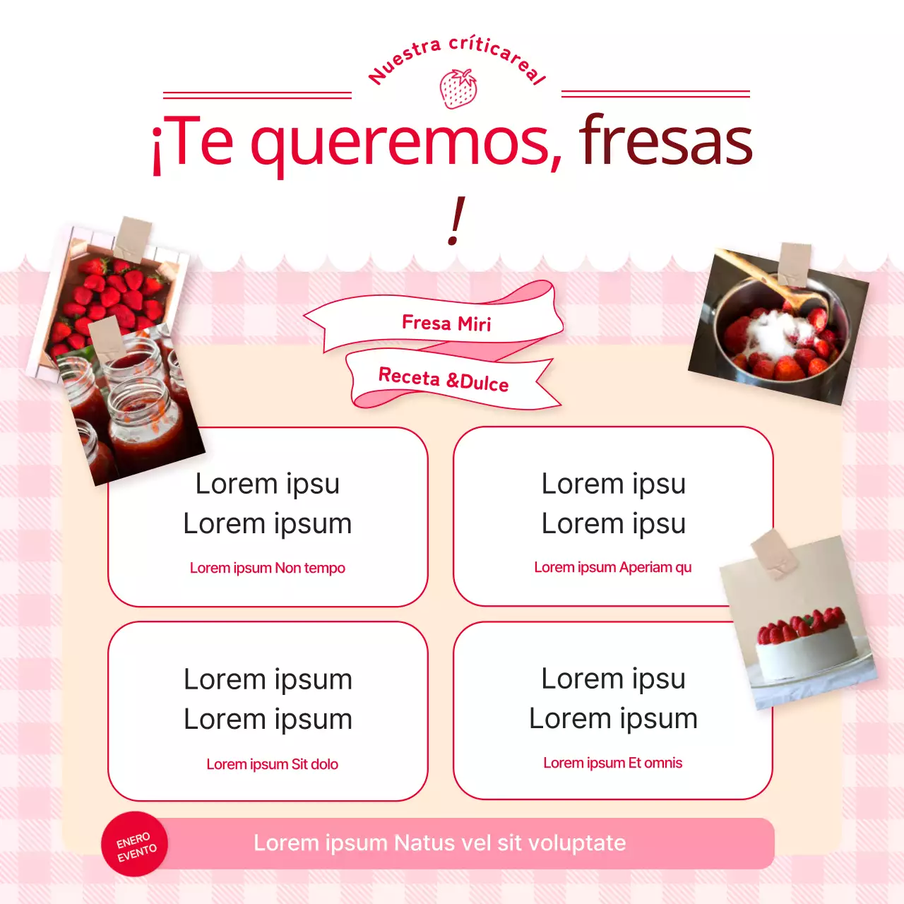 Promover las fresas rojas y rosas