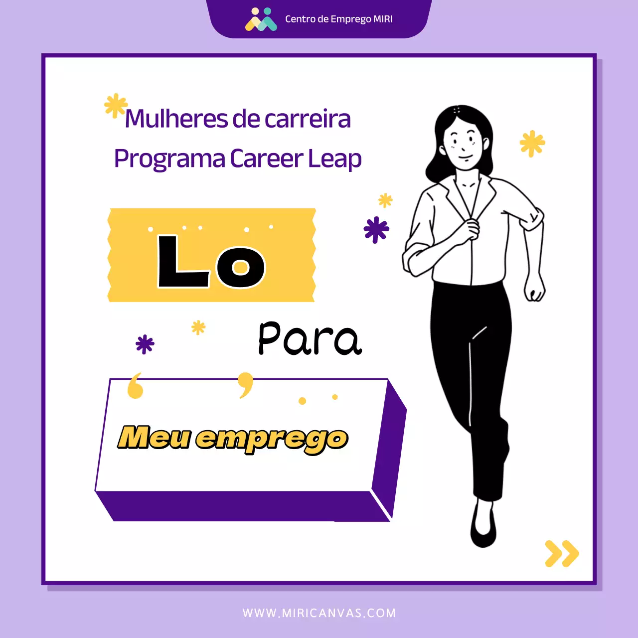 Programa de apoio ao emprego das mulheres do sector público moderno roxo e amarelo promoção do recrutamento