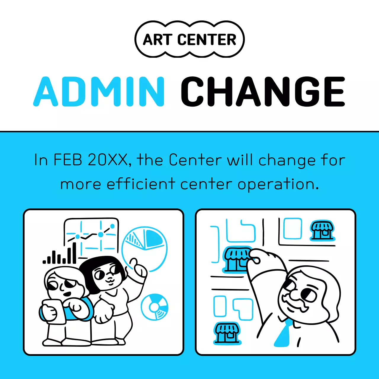 Blue Modern Admin Announcement Social Media Post