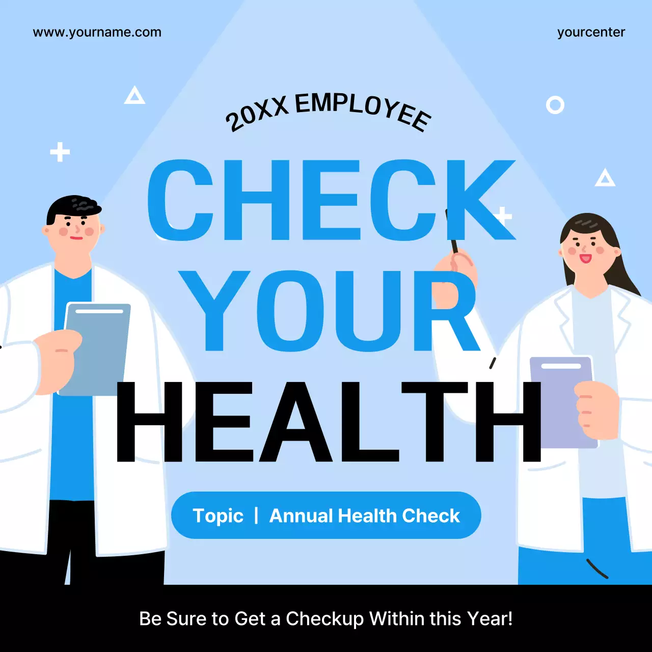 Blue Modern Health Announcement Social Media Post