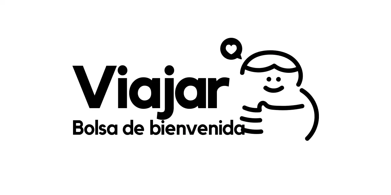 Logotipo sencillo de agencia de viajes con ilustración lineal