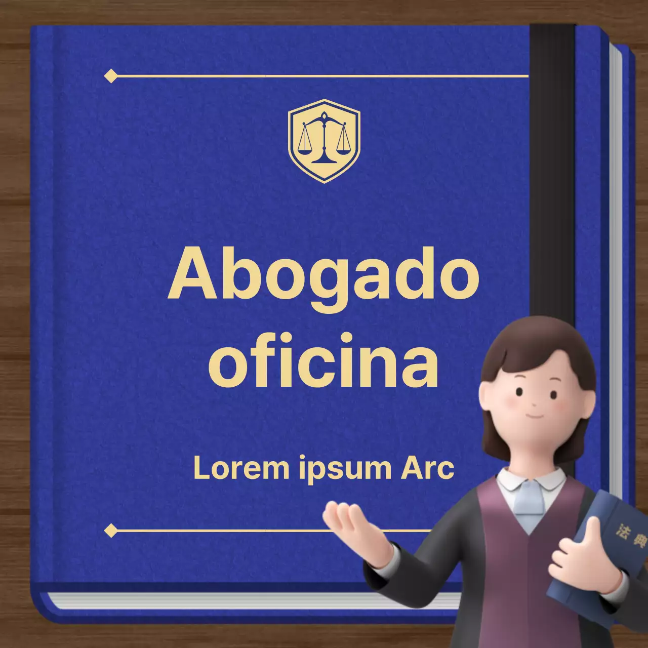 Una sencilla promoción de un bufete de abogados en azul marino y dorado