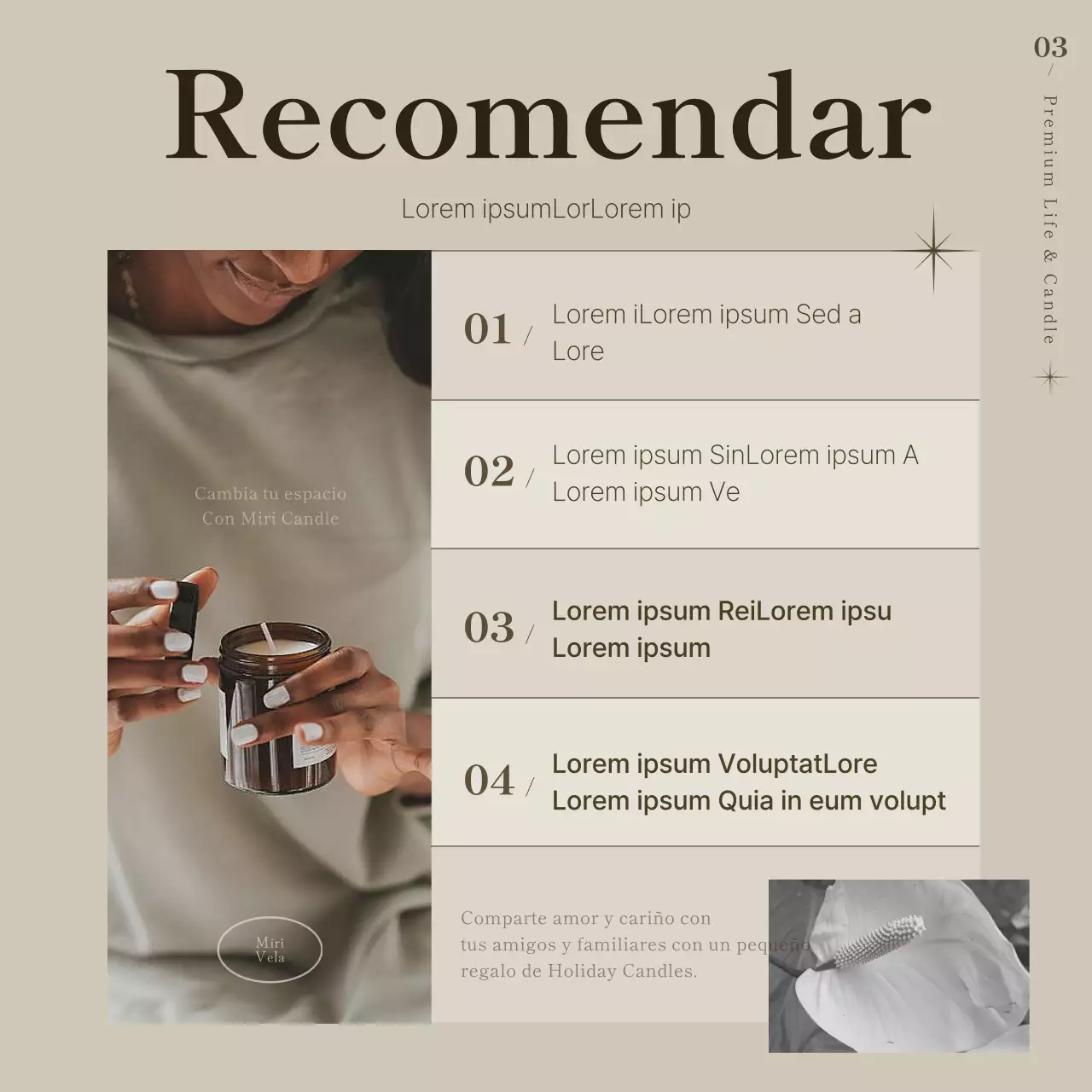 Promover una vela sencilla en beige