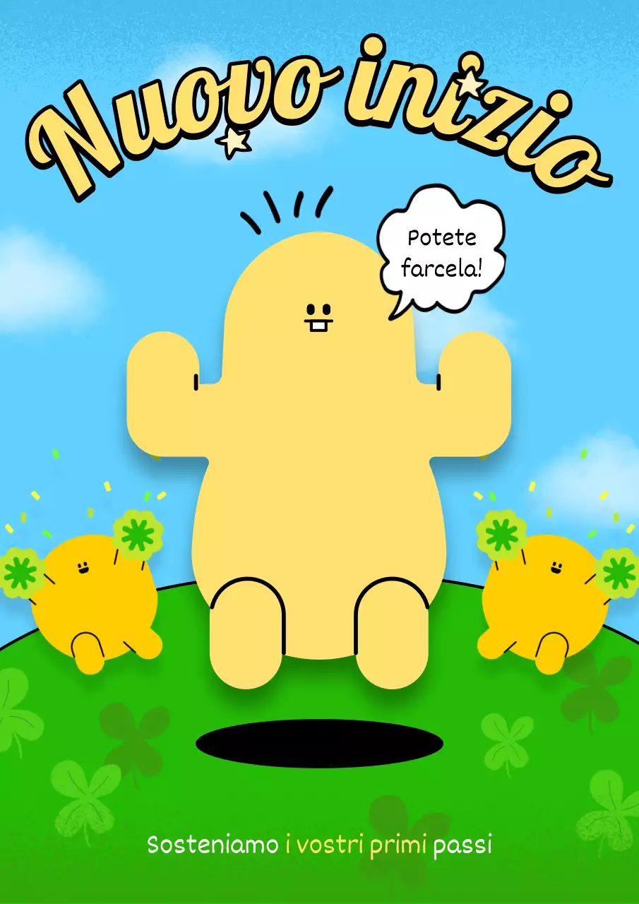 Un simpatico cartello di benvenuto giallo e verde