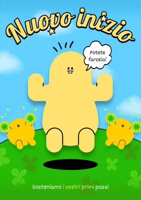 Un simpatico cartello di benvenuto giallo e verde