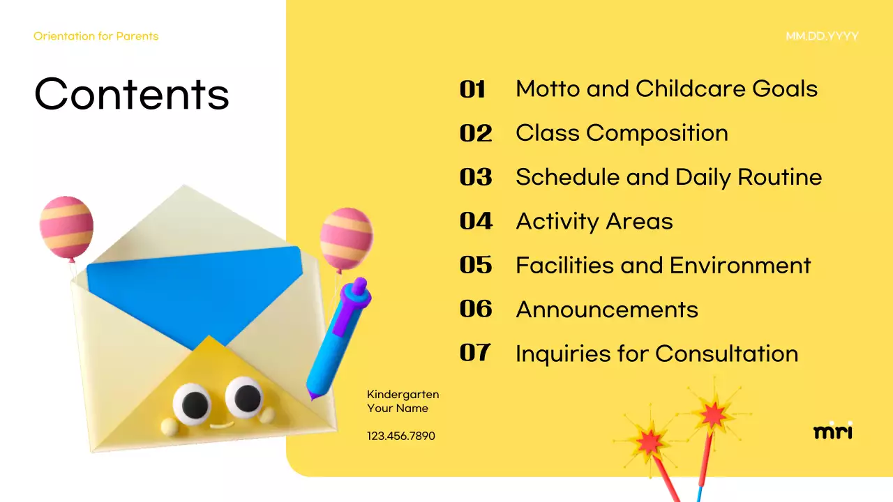 옐로우 심플 유치원 공지사항 프레젠테이션