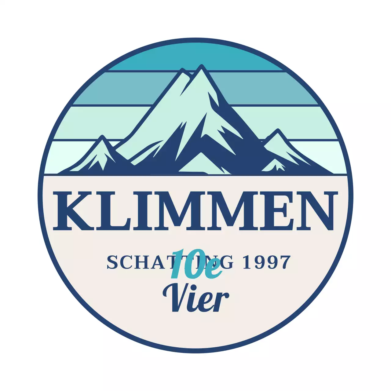 Een eenvoudig concept voor een bergsportvereniging met bergillustraties en schreefletters