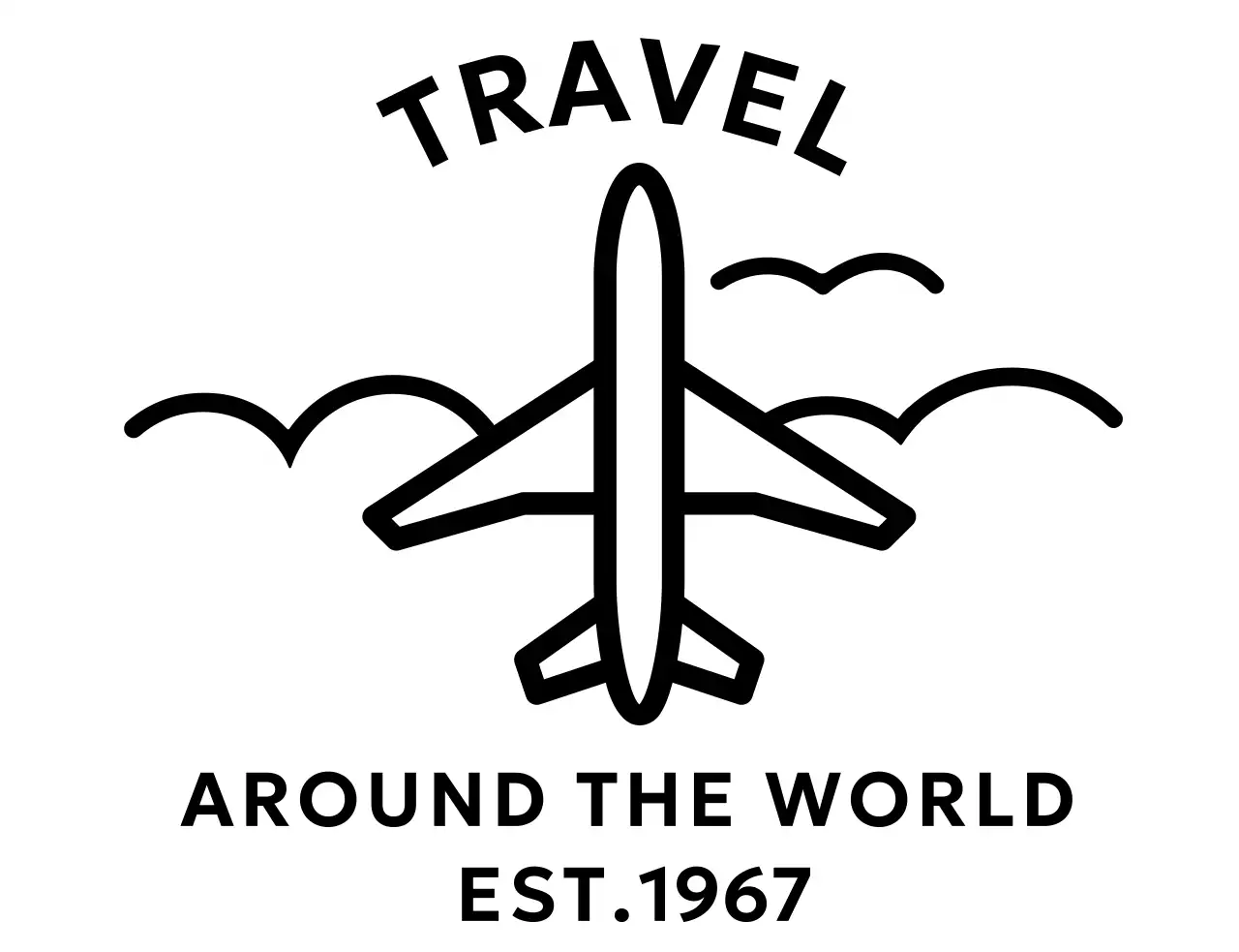 飛行機のイラストが描かれたシンプルなコンセプトの旅行会社