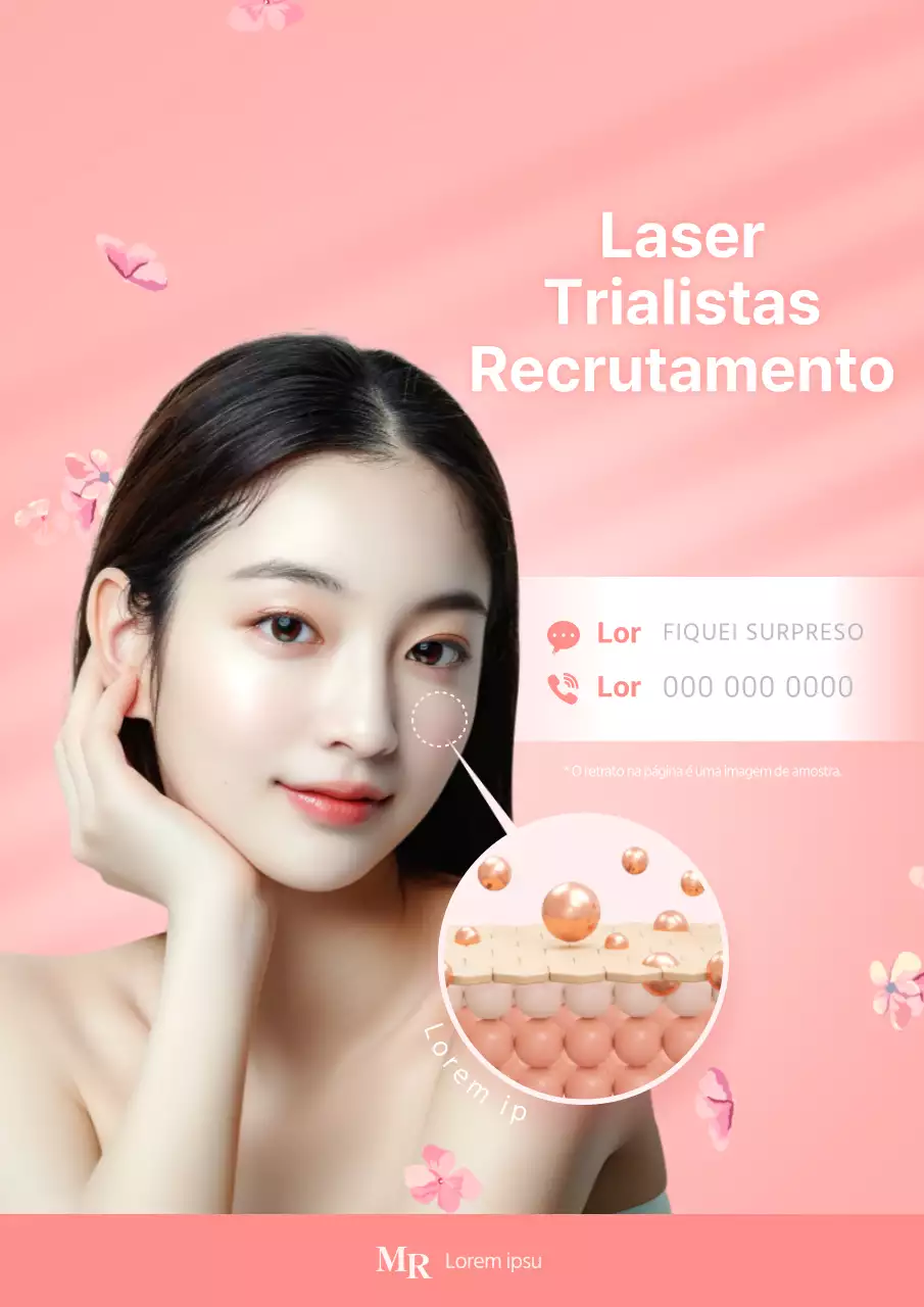 Um anúncio de recrutamento a laser moderno, cor-de-rosa e branco