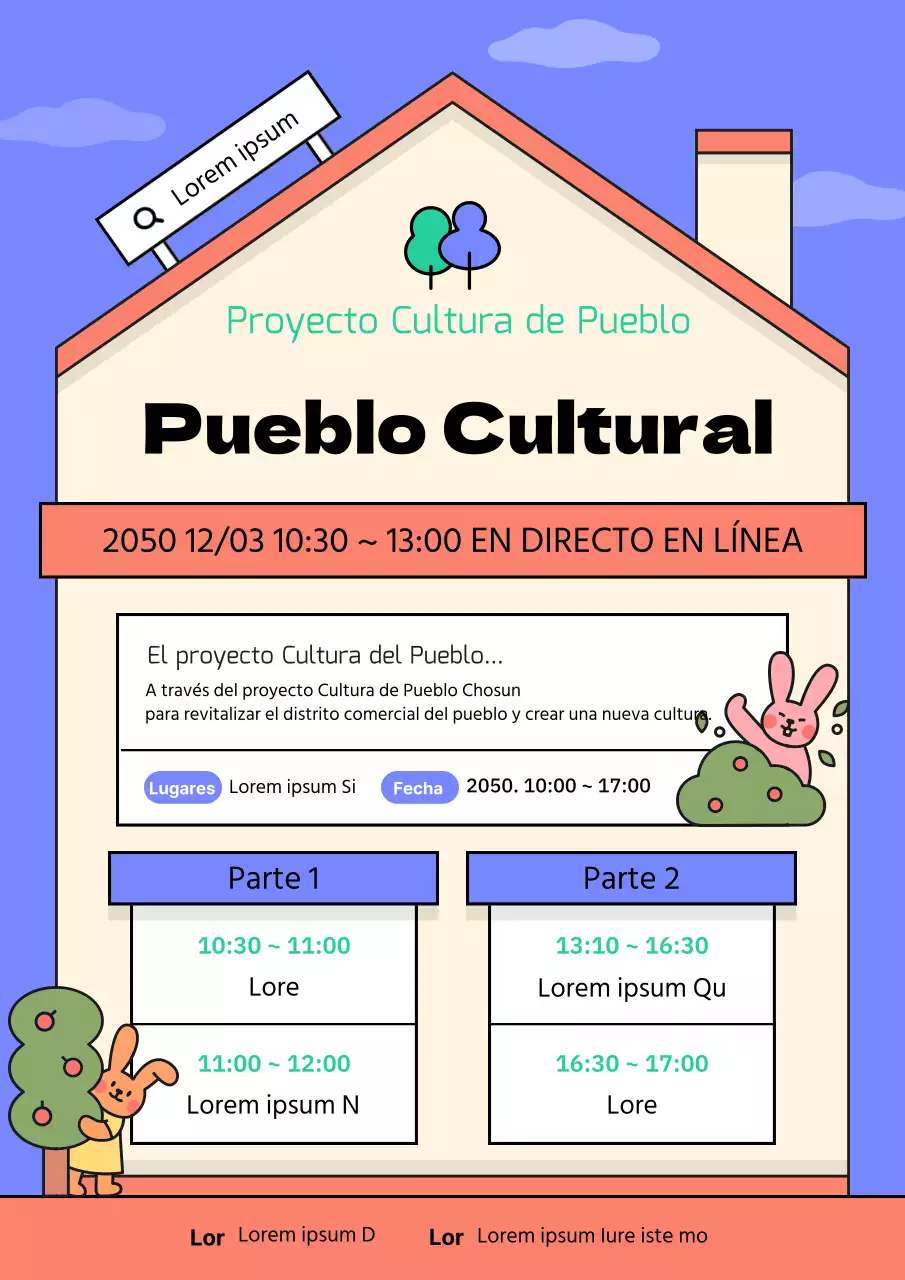 Anuncio de la presentación del proyecto de creación de cultura de las aldeas rojas y moradas