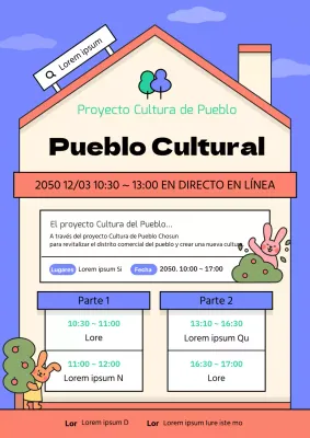 Anuncio de la presentación del proyecto de creación de cultura de las aldeas rojas y moradas