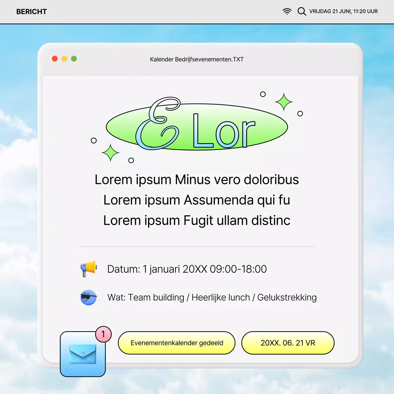 HR eenjarige aankondigingen in chartreuse en lichtblauw