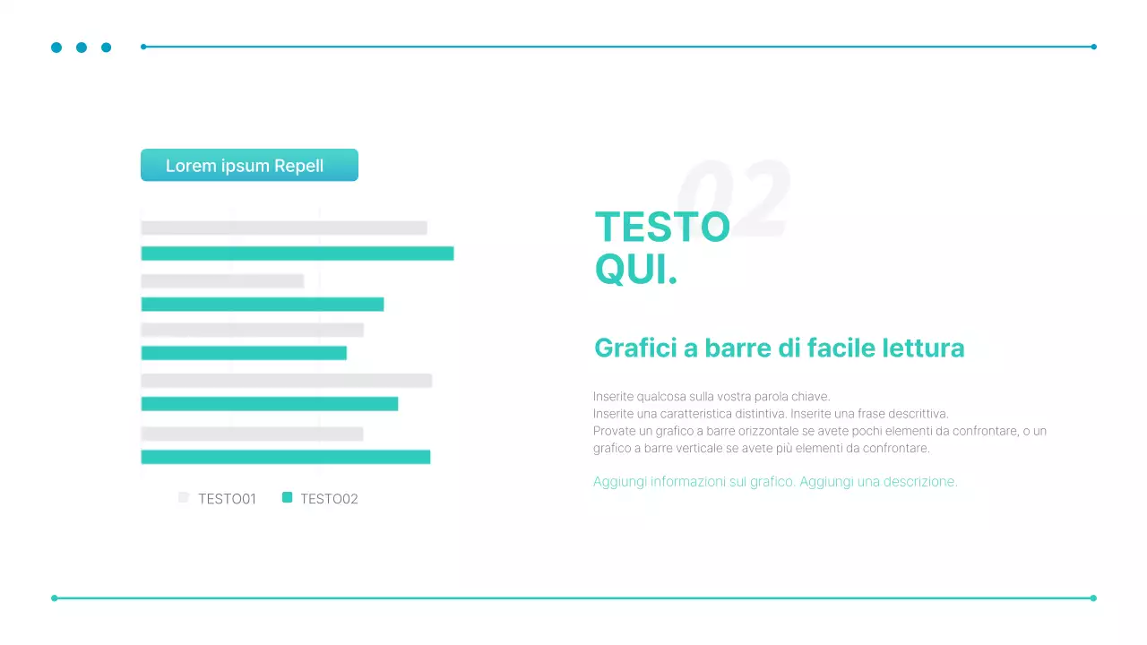 Una semplice presentazione aziendale in blu e menta