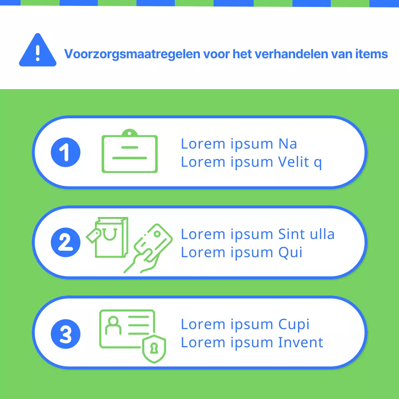 Aankondiging van een pop van groen en blauw delende markt