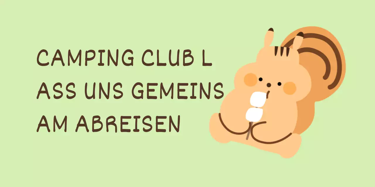 Ein niedliches Konzept für einen Camping-Club mit Eichhörnchen-Zeichnungen und handgeschriebenen Schriftarten