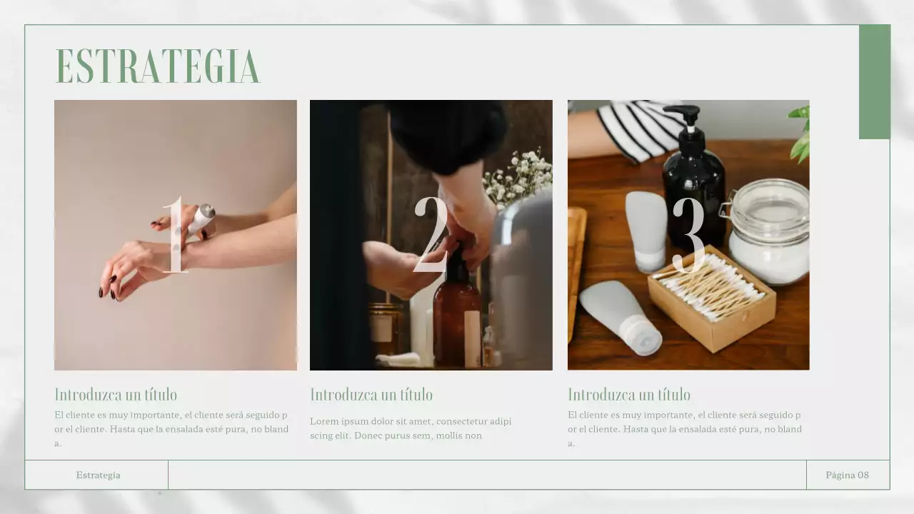 Materiales para informes empresariales en blanco y verde con temática de la naturaleza