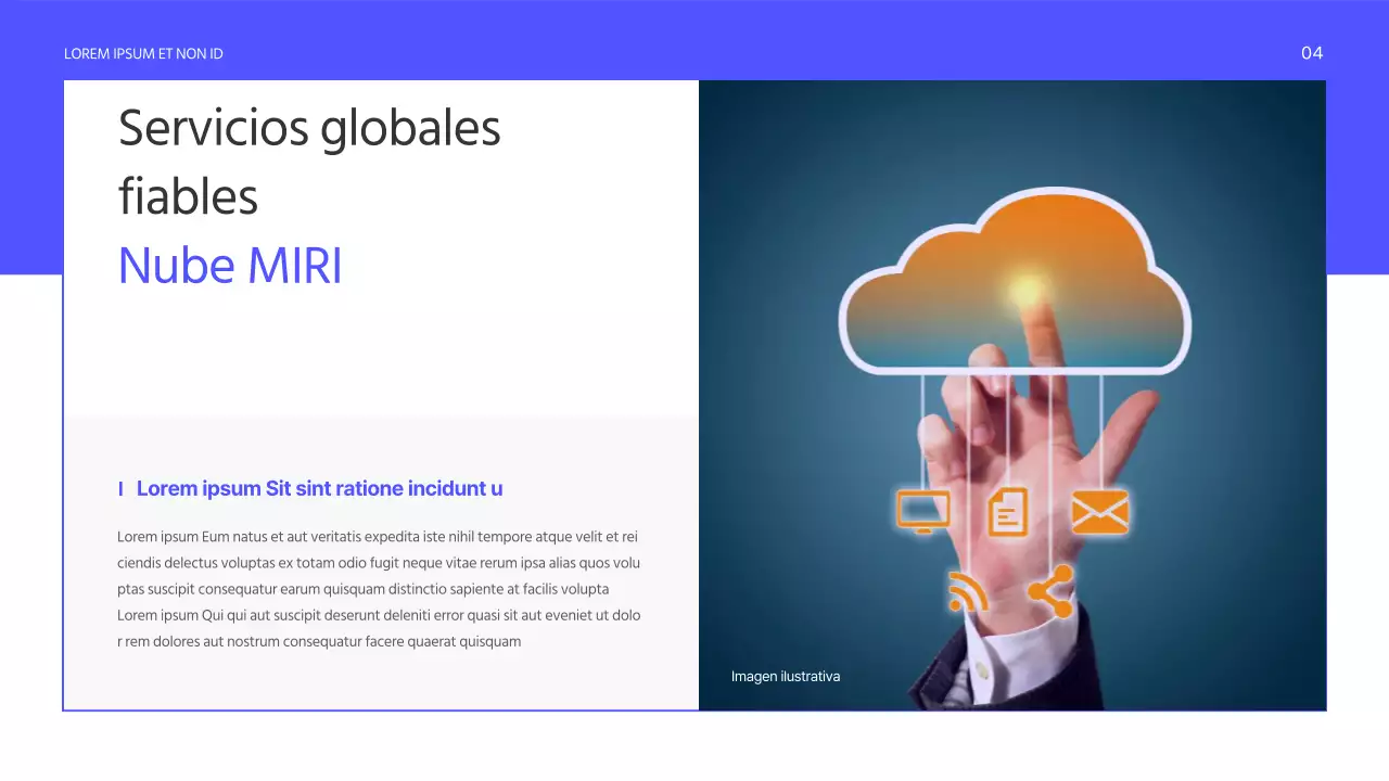 Un sencillo folleto morado de servicios a empresas