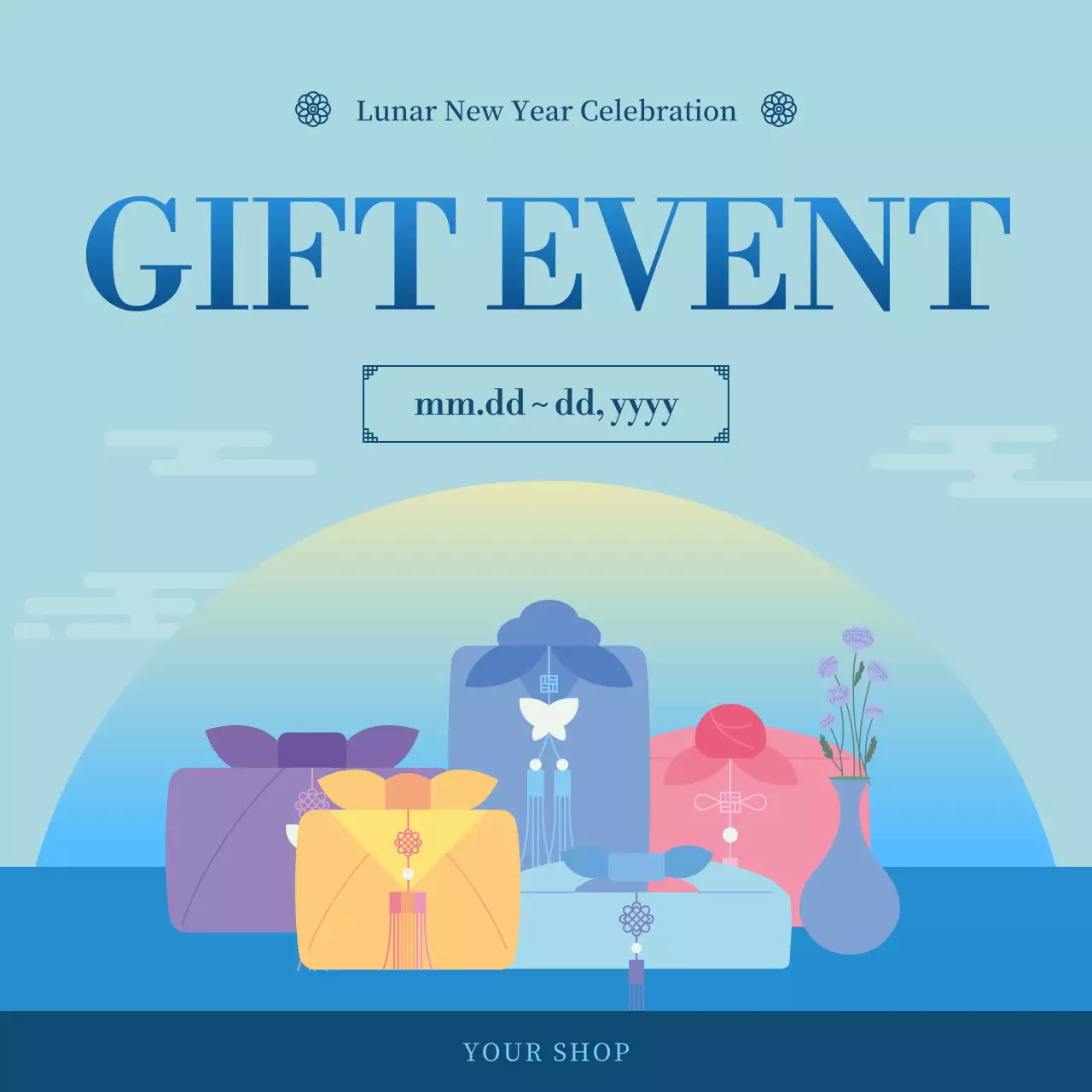Blue Traditional Gift Promotion Social Media Post