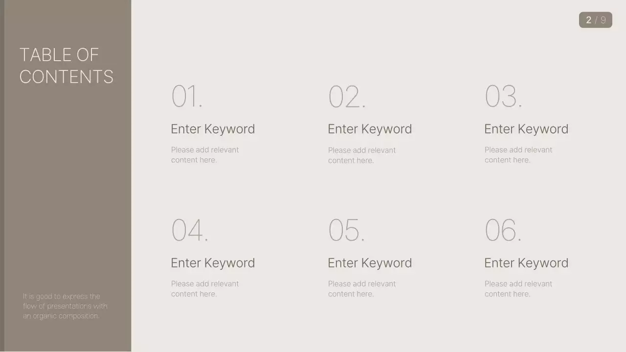 베이지색과 갈색의 미니멀한 비지니스 발표자료