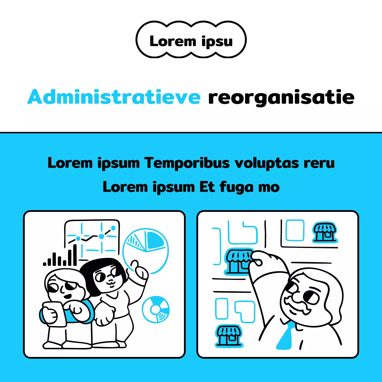 Een eenvoudige reorganisatieaankondiging in lichtblauw