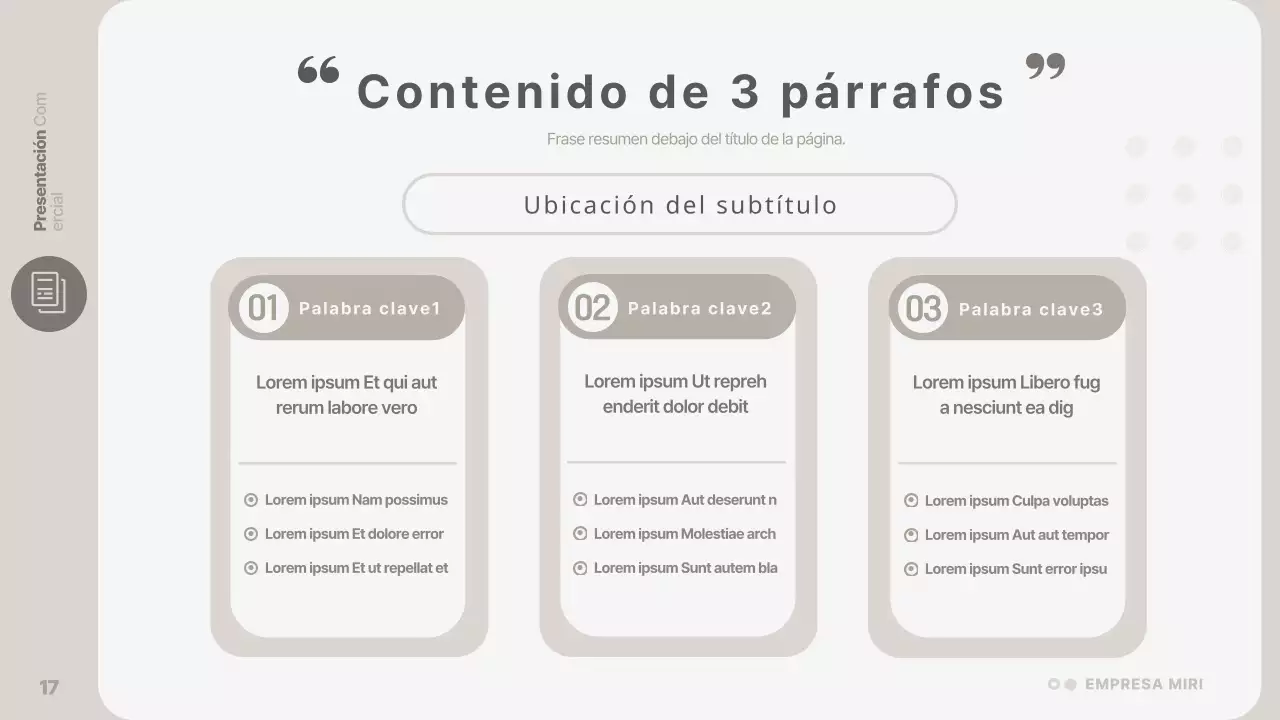 Una presentación de empresa sencilla y de color beige