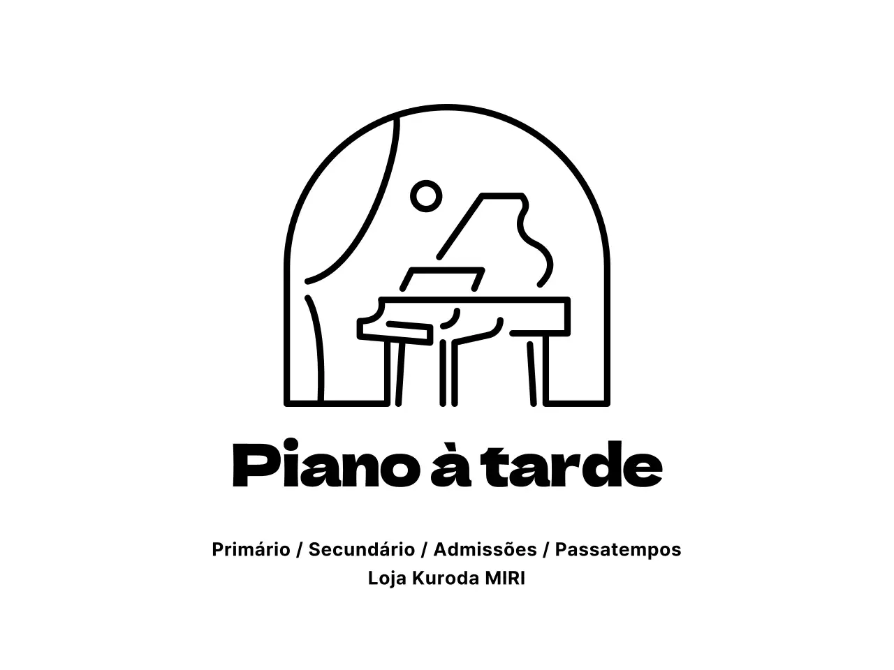 Desenho de escola de piano com ícone de paisagem de piano