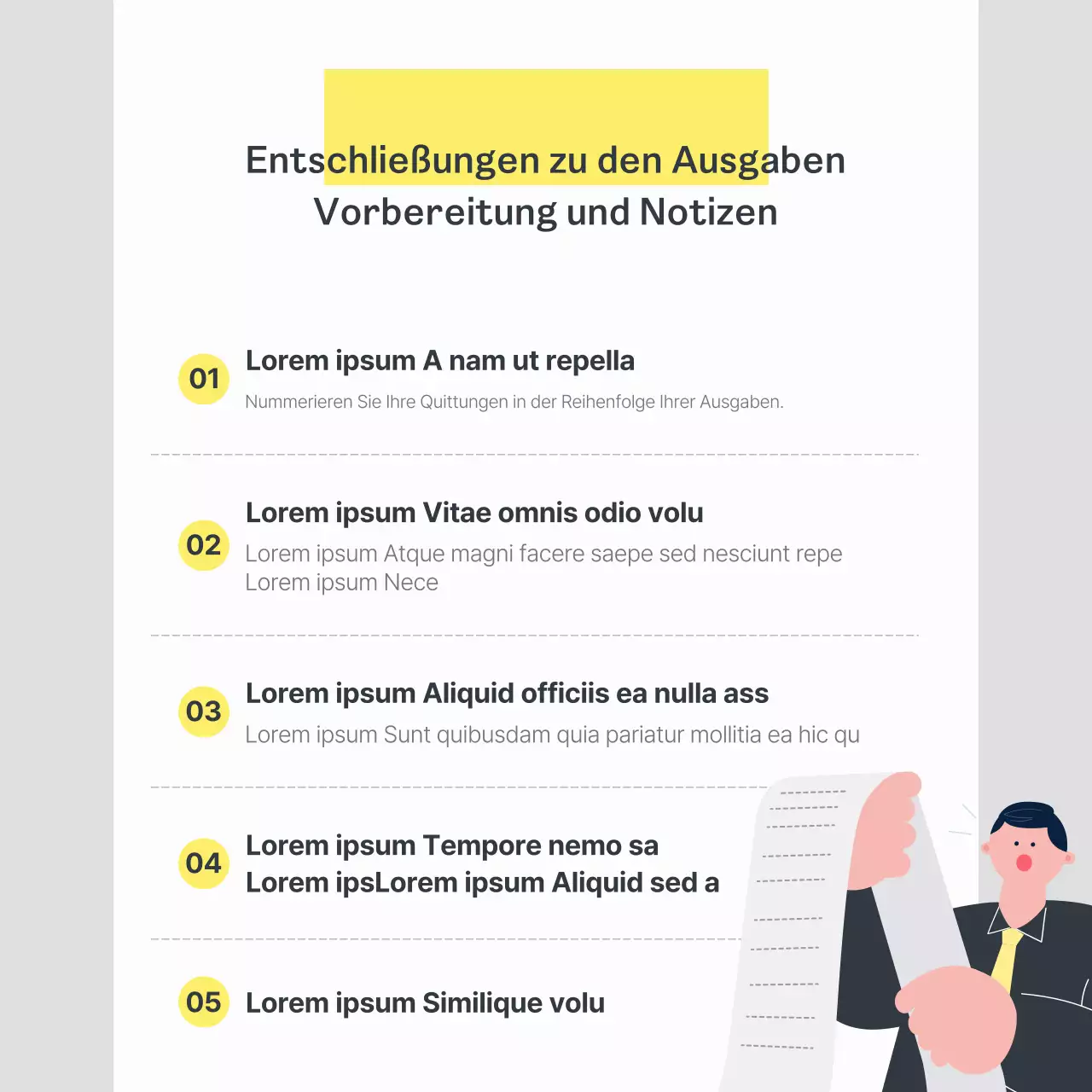 Ein Leitfaden für einfache Ausgabenentschließungen in Grau und Gelb