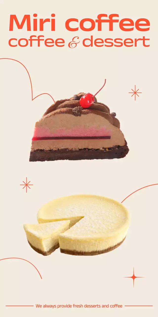 Promote cafe dessert drinks with orange accents