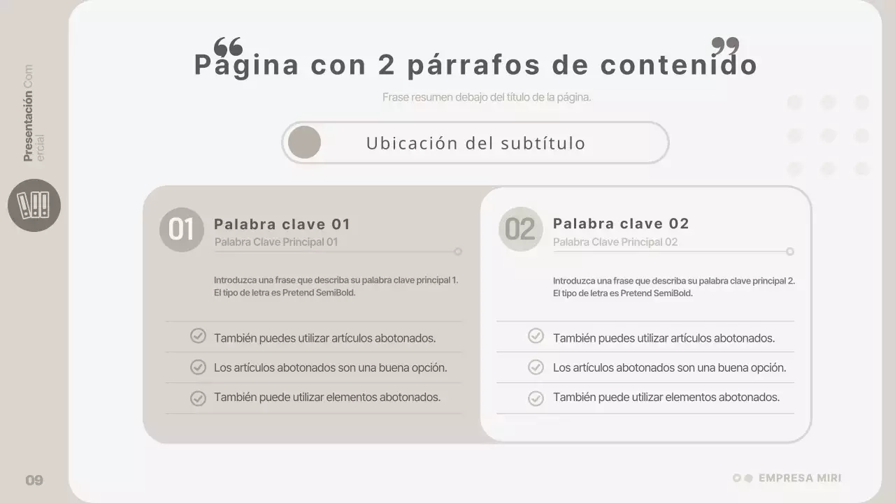 Una presentación de empresa sencilla y de color beige