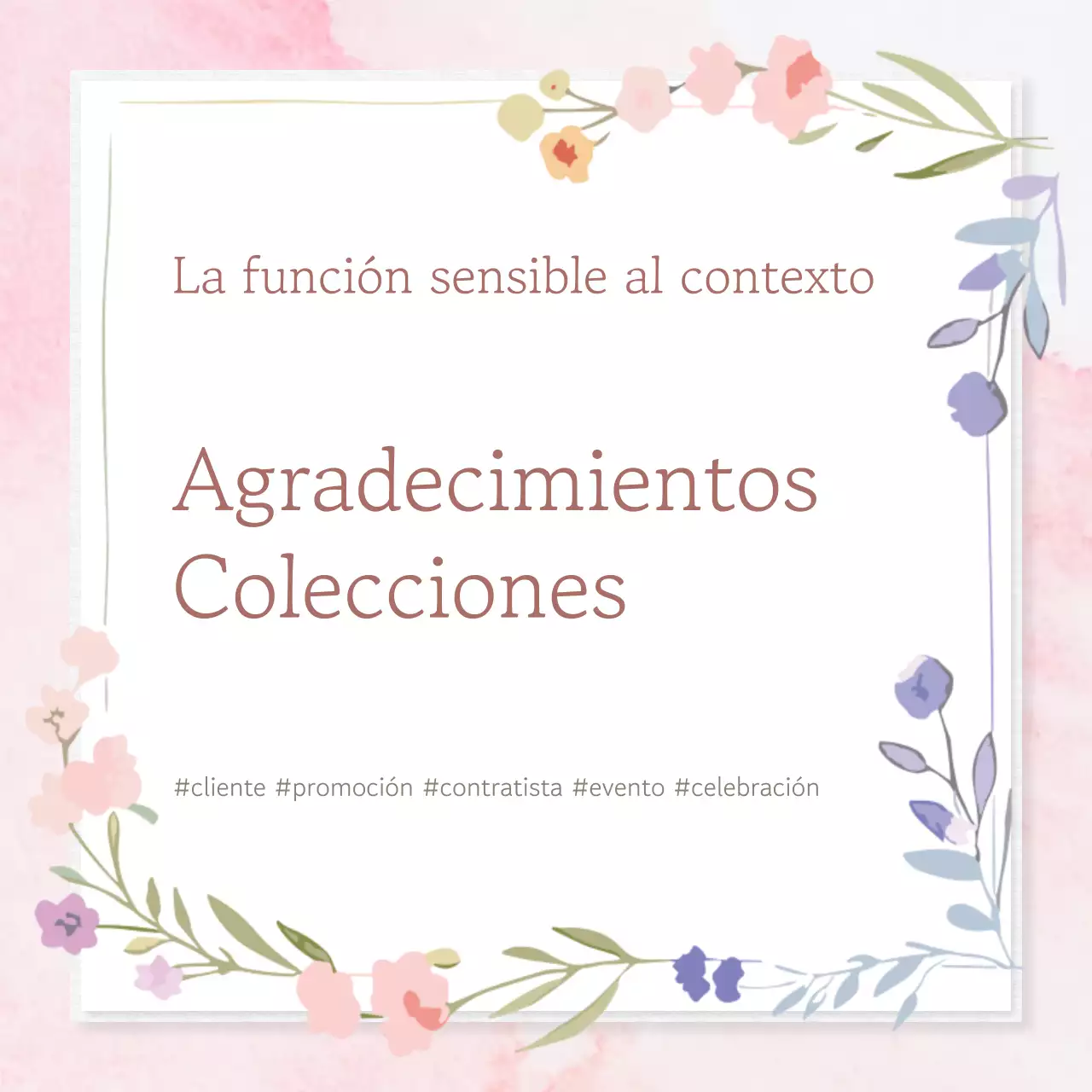 Un bonito post de agradecimiento con fondo rosa