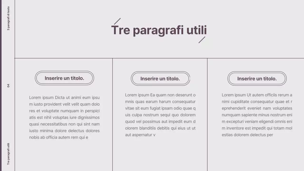 Spiegazione del layout in stile minimalista in viola