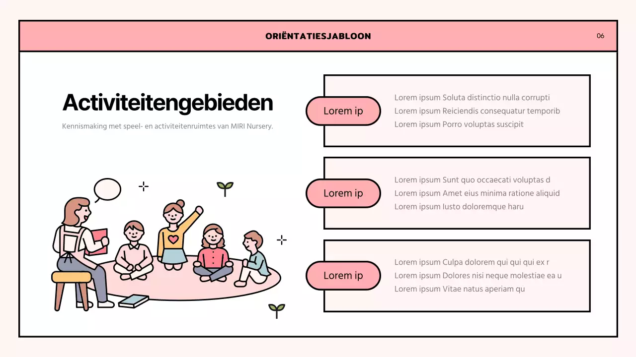 Een eenvoudige roze en limoengroene oriëntatiebrief voor een kinderdagverblijf