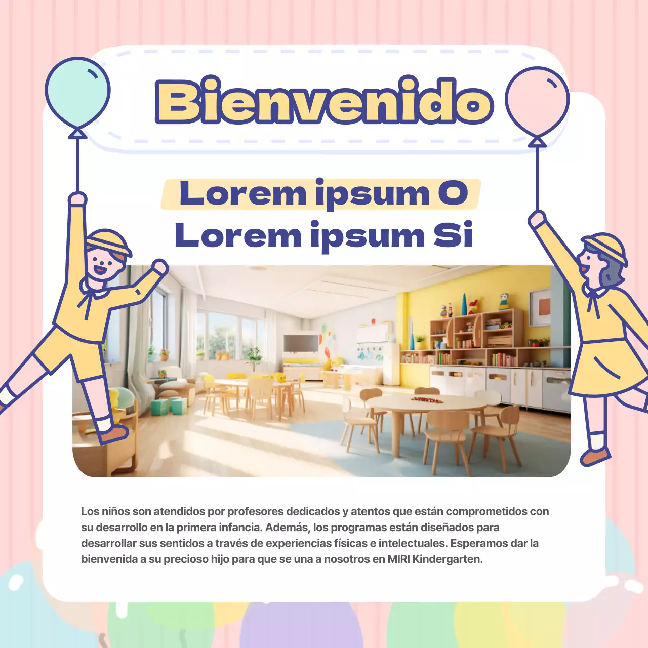 Adorables anuncios de jardín de infancia azul claro y rosa