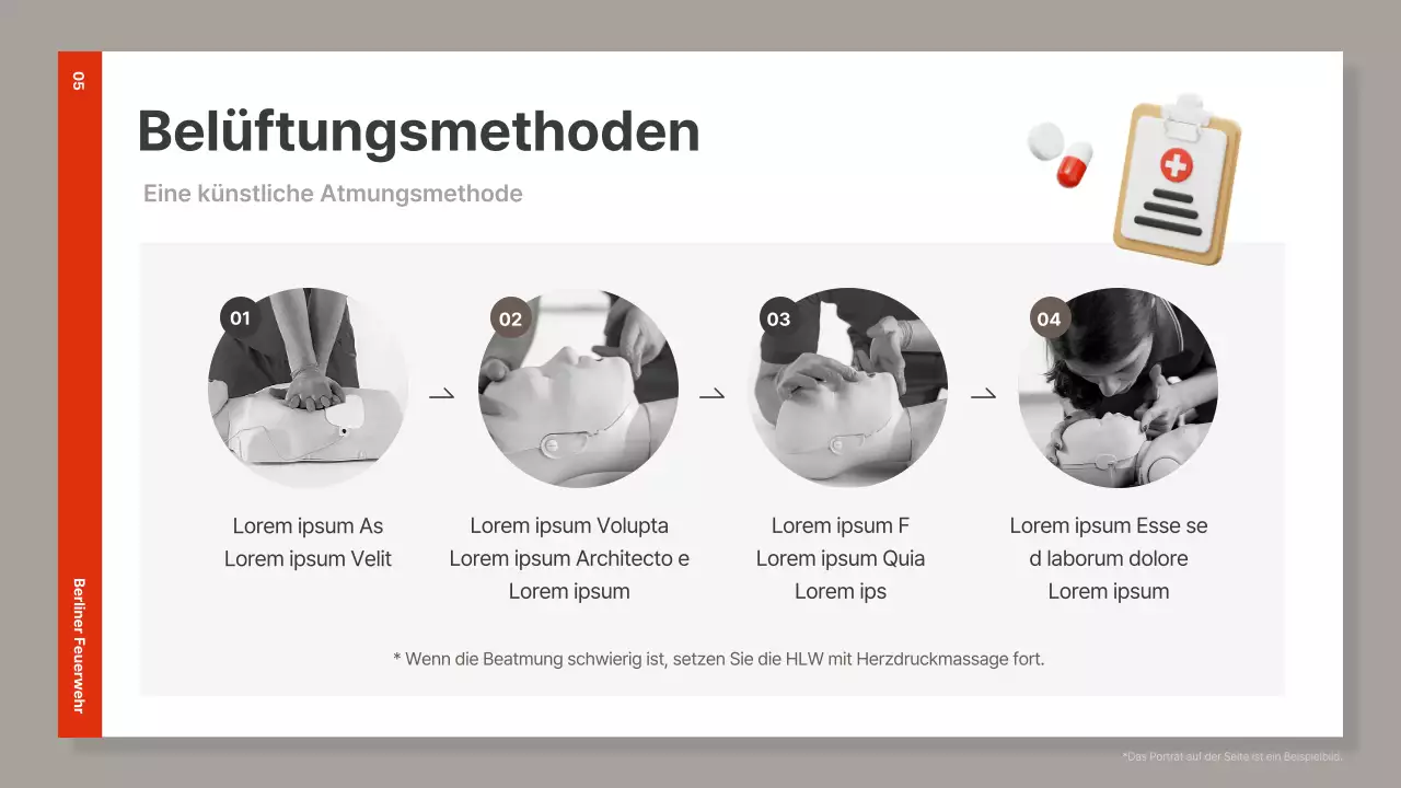 Einfache rote und braune CPR-Schulungsmaterialien