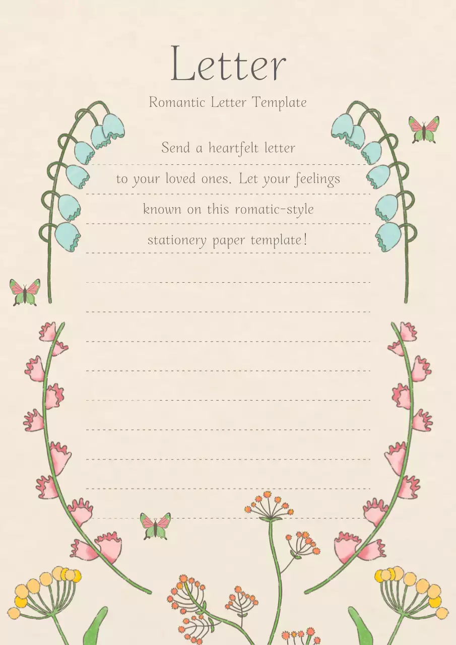 Beige Floral Letter Stationery
