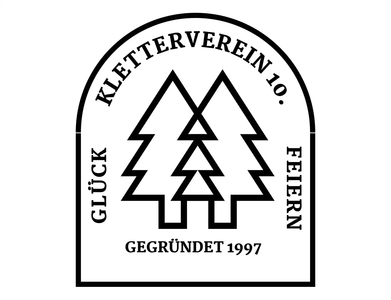 Campingclub mit bogenförmigem Logo mit Baumdarstellung