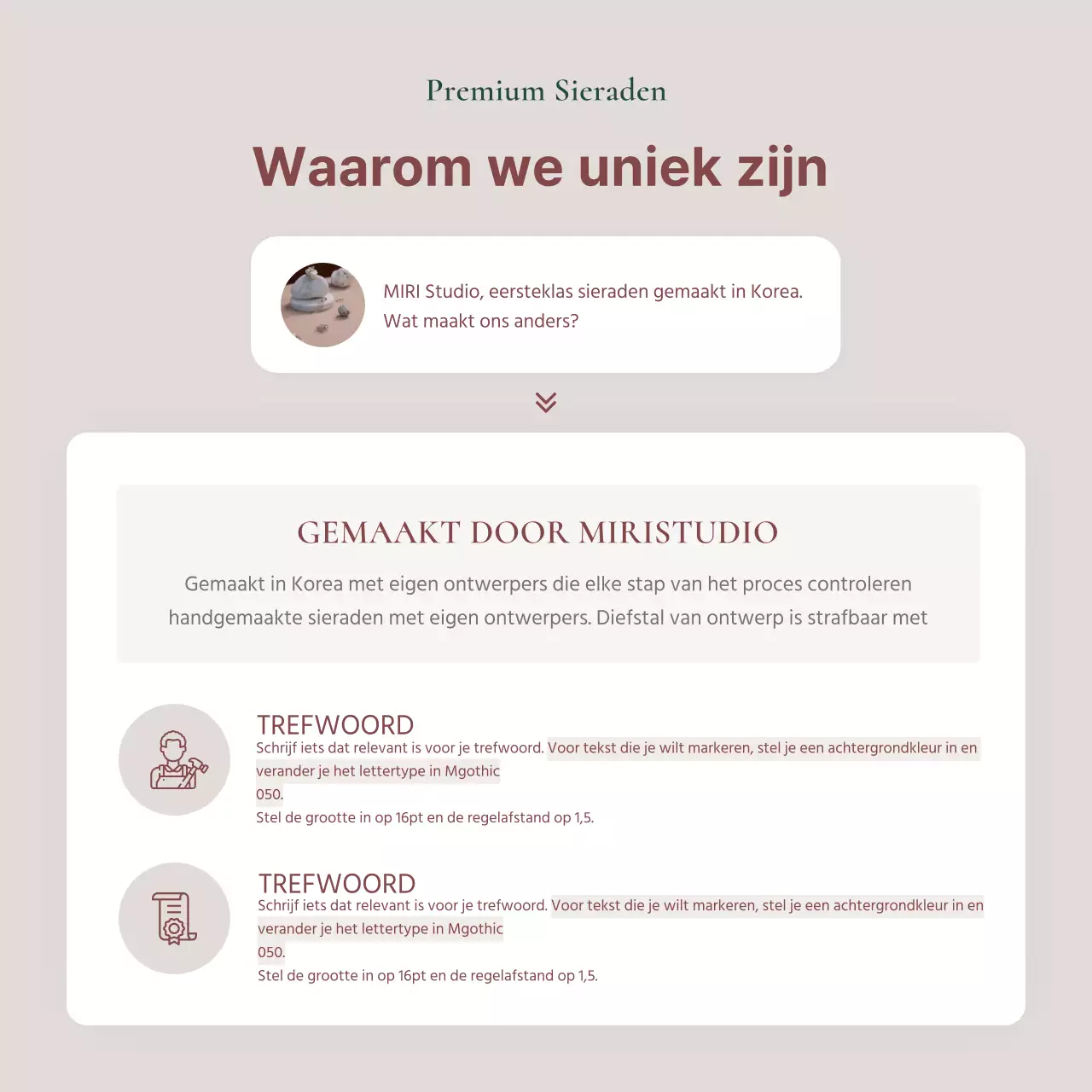 Een advertentie voor een lookbook met trendy sieraden in roze en bruin.