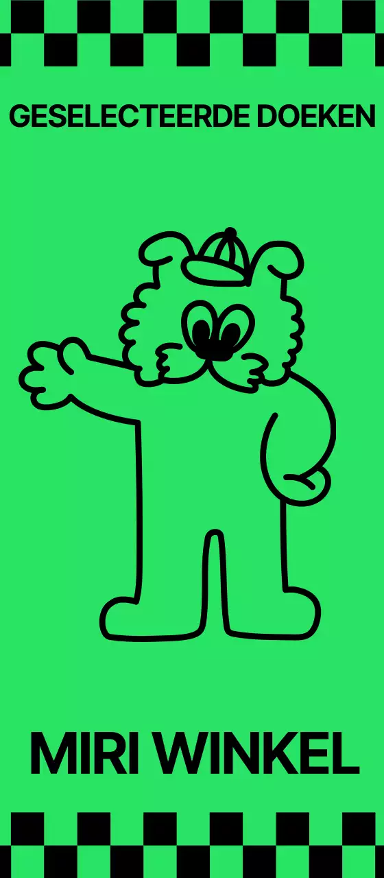 Een kledingwinkel met damborden en popfiguren