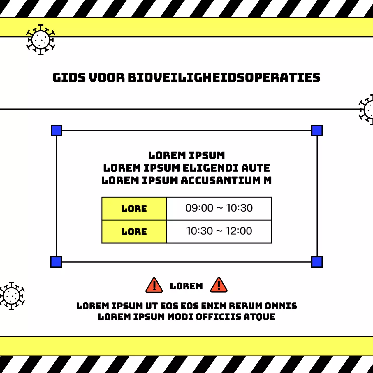 Eenvoudige gele en zwarte quarantaineaankondigingen