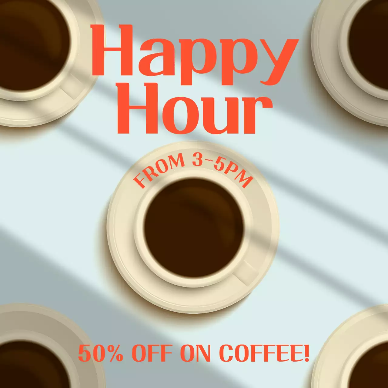 코랄 트렌디 커피 프로모션 소셜 미디어 게시물