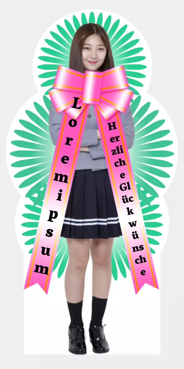 Eine Person mit einer rosa Kranzschleife