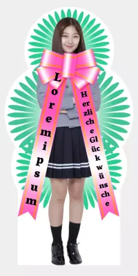 Eine Person mit einer rosa Kranzschleife