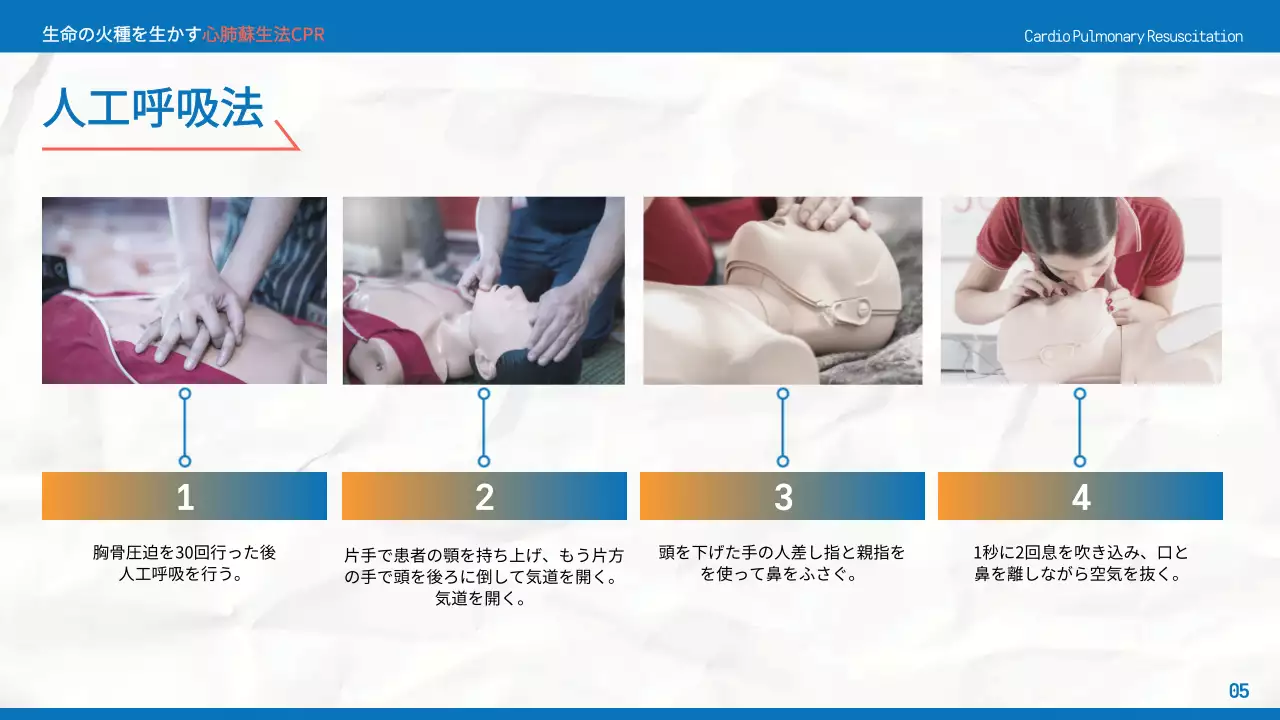 青 シンプル 応急処置 プレゼンテーション