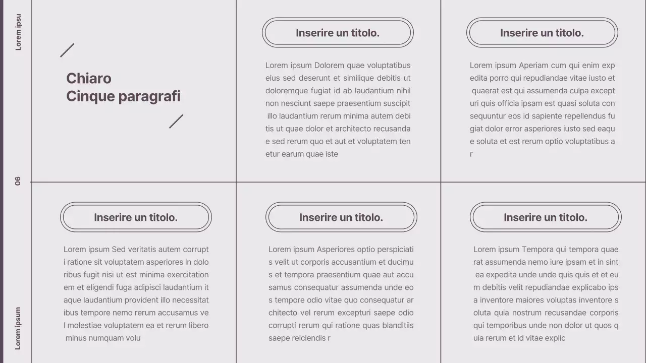 Spiegazione del layout in stile minimalista in viola