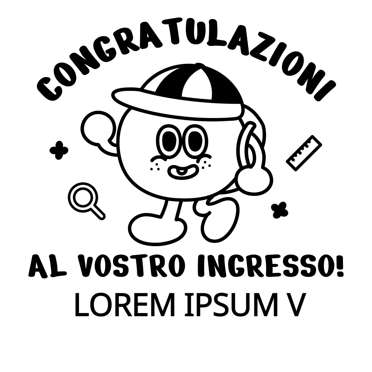 Merce per la celebrazione dell'ingresso alla scuola elementare con simpatiche illustrazioni di disegno