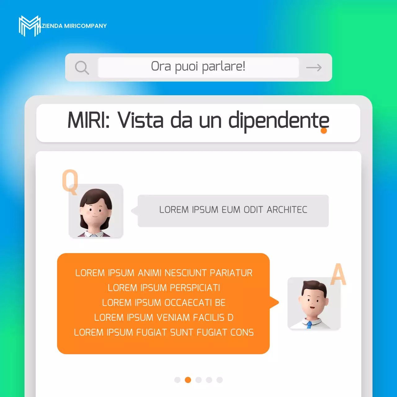 Un semplice pitch book aziendale blu e fluorescente